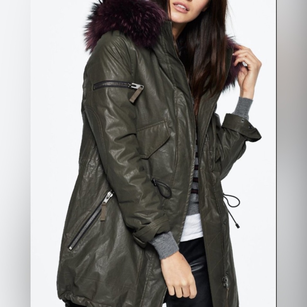 SAM. Hudson Fur Hood Waxed Olive Jacket